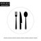 Fork, knife and spoon black and white flat icon