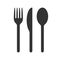 Fork knife and spoon icon logo. Simple flat shape restaurant or cafe place sign. Kitchen and diner menu symbol.