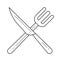 Fork and knife vector line icon.