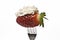 A fork and one strawberry with butterfat.