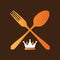 fork and spoon with a crown icon. Vector illustration decorative design