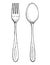 Fork and spoon cutlery vector. hand drawing