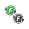 Fork and spoon icon circling letter F logo design