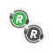 Fork and spoon icon circling letter R logo design