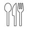 Fork spoon and knife line icon, outline vector sign, linear style pictogram isolated on white.