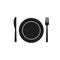 Fork spoon knife plate cafe eating cutlery restaurant eat black dining room on white background