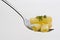 Fork wiht fresh pasta and sauce oregano