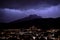 Forked lightning over Mount Pilatus purple violet sky ambiance city horw canton lucerne