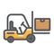 Forklift delivery truck filled outline icon