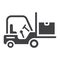 Forklift delivery truck glyph icon, logistic