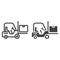 Forklift delivery truck line and glyph icon