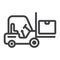 Forklift delivery truck line icon, logistic