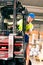 Forklift driver at warehouse of forwarding