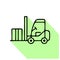 Forklift flat line icon. Fork lift loading box sign