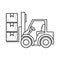 Forklift full of box vector illustration with simple hand drawn style