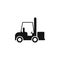 Forklift icon in single color. Industrial vehicle work warehouse shipping inventory Forklift icon. Vector icon