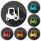 Forklift icons set with long shadow