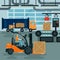 Forklift Inside Factory. Cargo Industry. Heavy Transportation