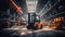Forklift lifting in industrial plant