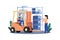 Forklift Lifting Weight Illustration concept on white background