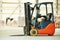 Forklift loader stacker truck at warehouse