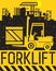 Forklift loading pallet, work on construction site