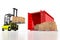 Forklift machine, cargo container - 3D rendering