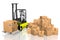 Forklift machine, packages - 3D rendering