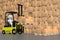 Forklift machine, warehouse - 3D rendering