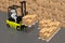 Forklift machine, warehouse - 3D rendering