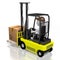 Forklift machine, worker, package - 3D rendering