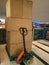 Forklift and many package of box