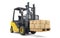 Forklift moving boxes