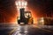 forklift moving heavy cargo in warehouse