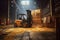 forklift moving heavy cargo in warehouse