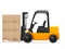 Forklift with pasteboard boxes