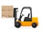 Forklift with pasteboard boxes