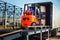 Forklift is putting cargo from warehouse to truck