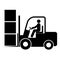 Forklift transport icon, industry vehicle machine symbol, fork truck warehouse vector illustration