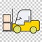 Forklift transport icon, industry vehicle machine symbol, fork truck warehouse vector illustration