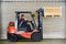 Forklift transport a wooden box