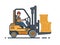 Forklift transporting boxes
