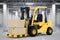 Forklift truck with cardboard boxes