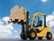 Forklift truck with cardboard boxes