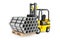Forklift Truck Carry Stack of Metal Pipes. 3d Rendering