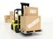 Forklift truck carrying boxes, Fast Delivery