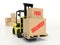 Forklift truck carrying boxes, Free Delivery