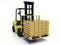 Forklift truck carrying gold bars.