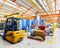 forklift truck drives in an industrial hall - interior in mechanical engineering