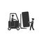 forklift truck load with box on the white background